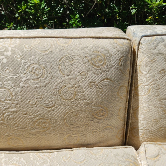 Textile 1950 Sectional Sofa Ivory Damask American All Original Custom For Sale - Image 7 of 14