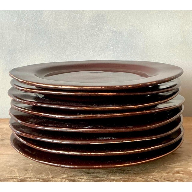 Vintage Italian Vietri Glazed Ceramic Plates - Set of 8 For Sale - Image 12 of 12