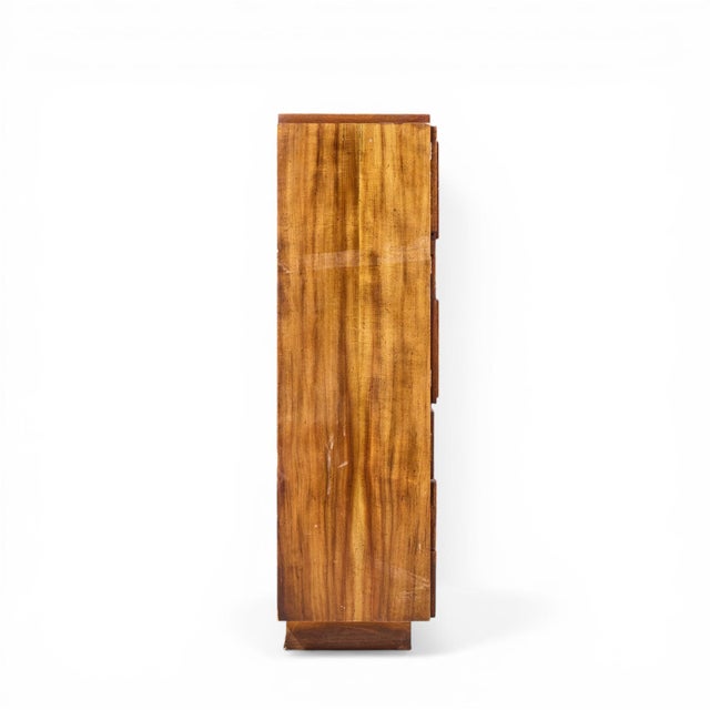 Lane Furniture Lane Staccato Brutalist Mid Century Walnut Highboy Armoire Dresser For Sale - Image 4 of 9