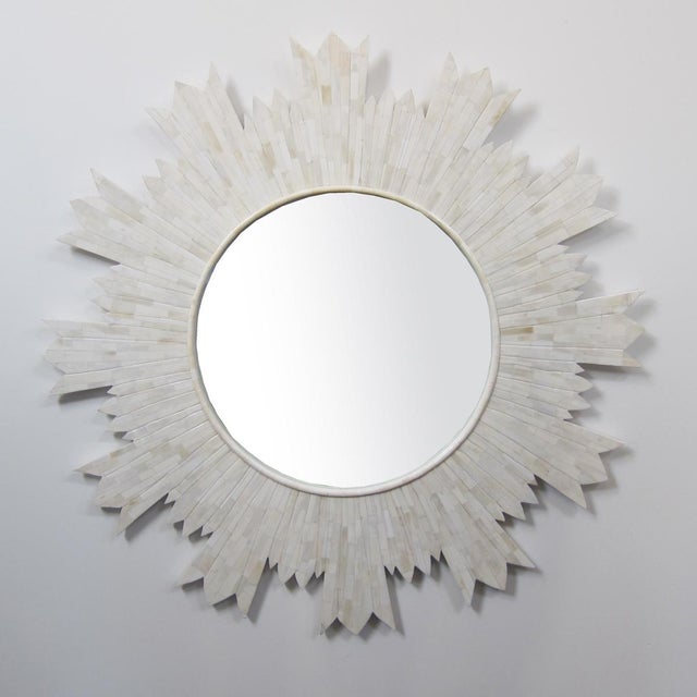 Stunning hand cut vintage mirror frame in charming sun shape design. Exact colors and qualities which will vary slightly...