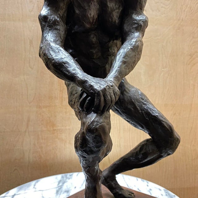 French Mid 20th Century Bronze Figure Seated Studio Sculpture For Sale - Image 10 of 15