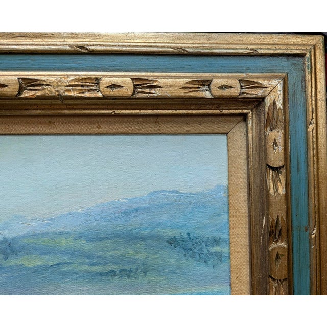 1970s Audrey Myrick Original Coastal Seascape Oil on Canvas in Carved Gilt Frame For Sale - Image 11 of 13