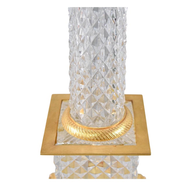 1990s 1990s Neoclassical Style Baccarat Cut Crystal & Gilt Bronze Bouillotte Table Lamp For Sale - Image 5 of 6