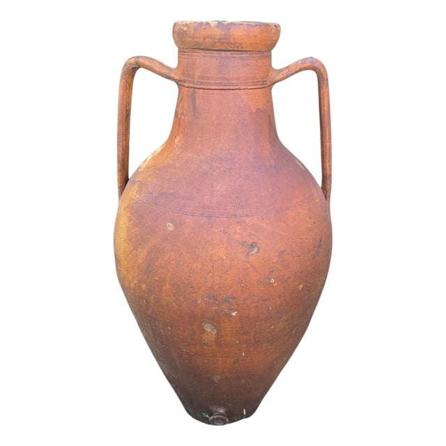 Monumental Glazed Terracotta Jar with Handles, Italy, 1950s For Sale