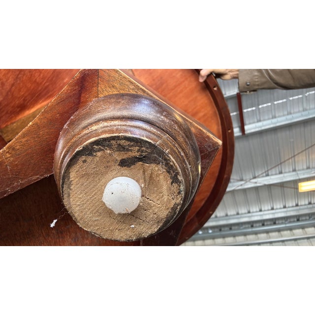 1980s Round Pedestal Wood Table For Sale - Image 10 of 10