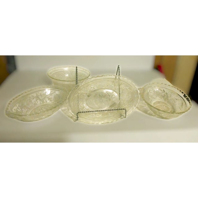 Vintage Sandwich Glass Clear Bowls- Set of 4 For Sale - Image 10 of 10