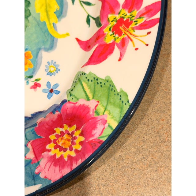 Traditional Tobacco Leaf Melamine Oval Platter For Sale - Image 3 of 6