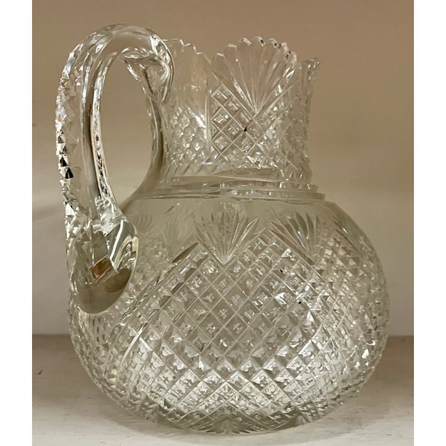 Antique Late 19th Century American Brilliant Glass Cut Crystal Water Pitcher for the Dining Table or Bar For Sale - Image 4 of 18