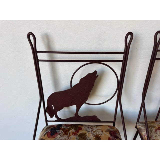 Metal Vintage Native American Coyote & Kokopelli Handmade Brutalist Metal Bar Stools – A Pair For Sale - Image 7 of 12