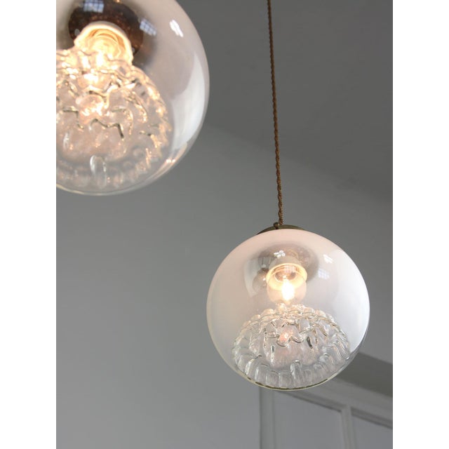 Mid-Century Murano Glass and Brass Pendant Lamp For Sale - Image 10 of 16