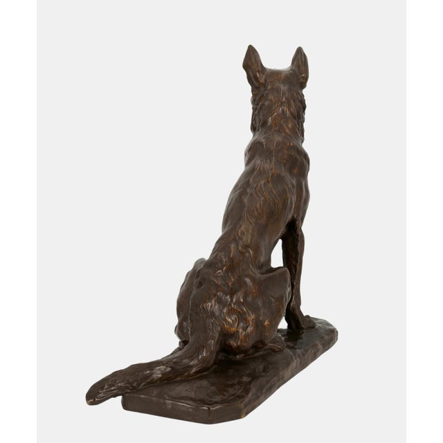 Albert Pierre Laplanche, Vigilant Sitting German Shepherd, 1915, Bronze For Sale - Image 10 of 18