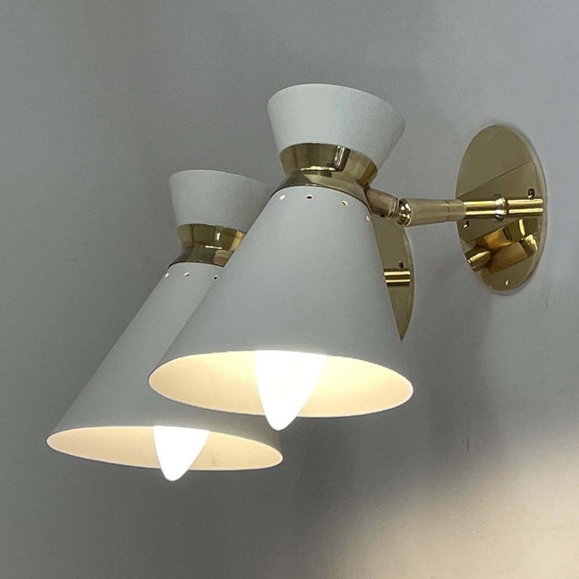 1950s Articulating Diabolo Wall Lights from Rene Mathieu, France, 1950s For Sale - Image 5 of 16