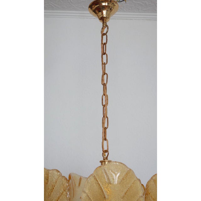 Mid-Century Modern Scandinavian Brass Ice Glass Five-Light Chandelier from Carl Fagerlund, 1960s For Sale - Image 3 of 11