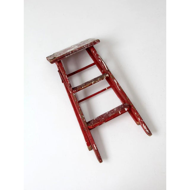 Vintage Red Wooden Step Ladder For Sale - Image 15 of 16