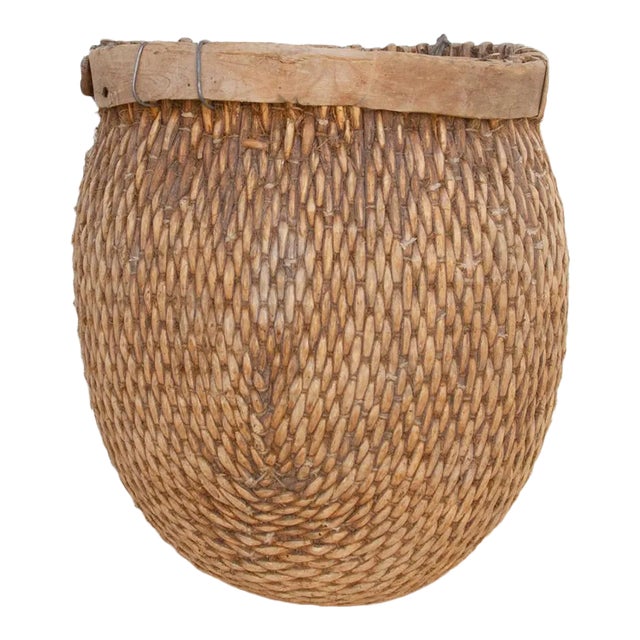 Antique Woven Farmhouse Basket For Sale