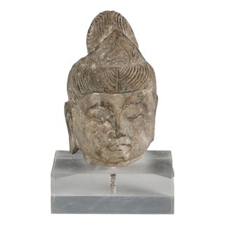 Stone Buddha with Acrylic Glass Base For Sale