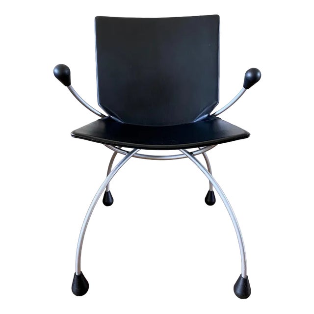 Black Leather Chair attributed to Karel Boonzaaier and Pierre Mazairac For Sale