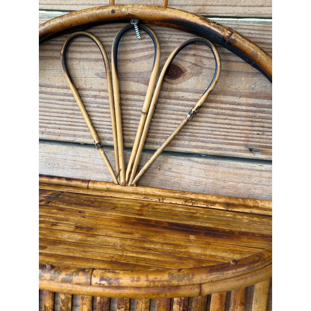 English Vintage Boho Coastal Burnt Bamboo Two Tiered Sculptural Wall Shelves For Sale - Image 3 of 12