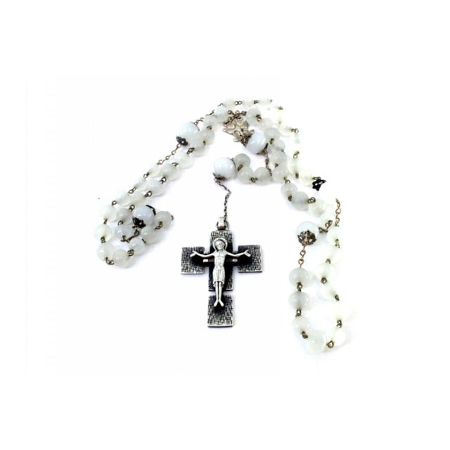 Silver Rosary with Glass Beads and Crucifix For Sale - Image 5 of 9