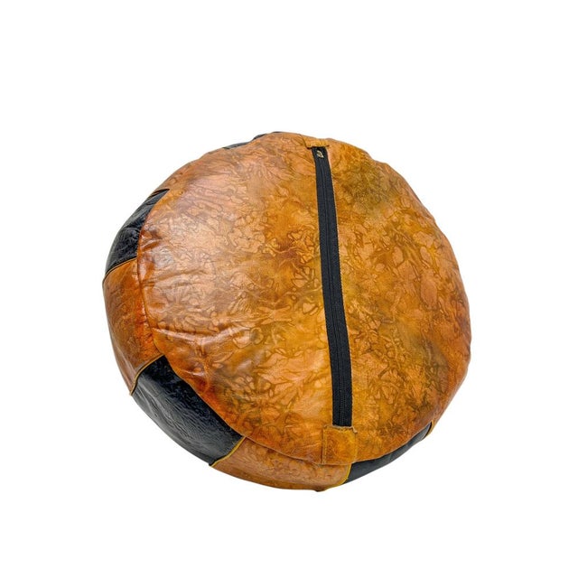 Vintage Moroccan Patchwork Leather Ottoman, 1970s For Sale - Image 10 of 13