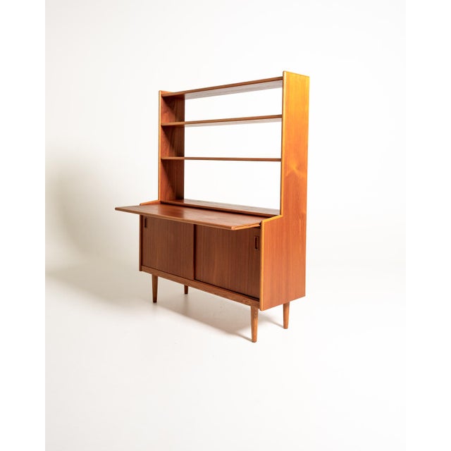 Scandinavian Teak Bookcase with Desk, 1960s For Sale - Image 3 of 10