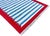 Casa Cosima Handmade Cotton Area Rug, Blue and White Striped Scalloped Rug With Red Border - 10'x14' For Sale - Image 4 of 13