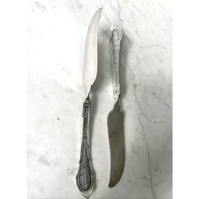 Traditional Late 19th Century Rare Antique Sterling Silver Butter Knives - 1875 Stamped/Etched For Sale - Image 3 of 9