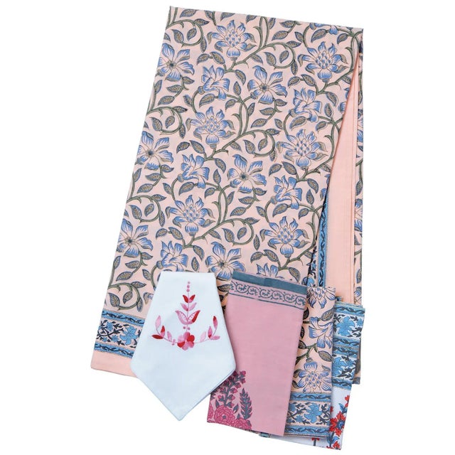 Not Yet Made - Made To Order Naaz 12-Seat Dusty Pink Tablecloth For Sale - Image 5 of 8