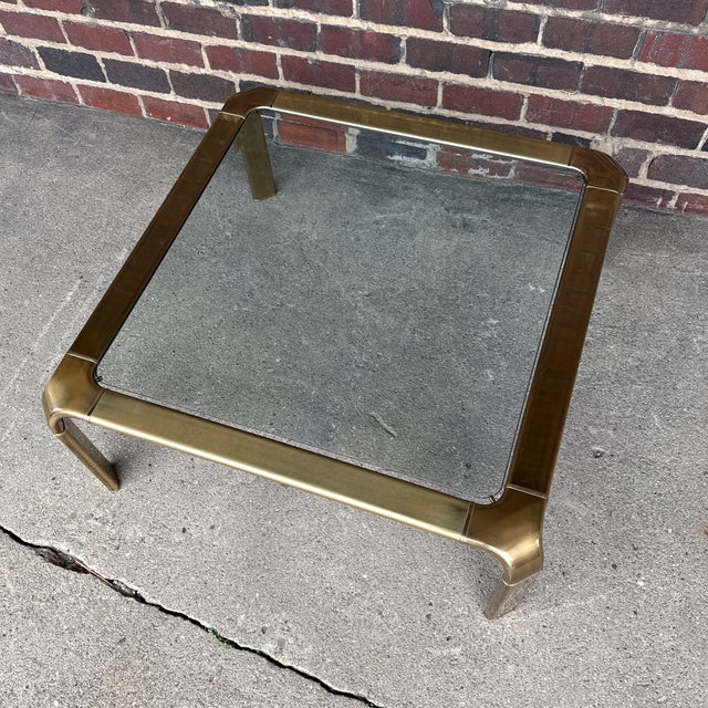 1970s Brass and Glass Coffee Table by Widdicomb in the Style of Mastercraft For Sale - Image 5 of 8