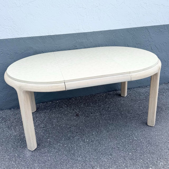 Boho Chic Pencil Reed Extendable Dining Table For Sale - Image 4 of 10