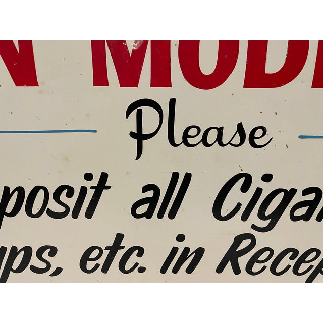 Traditional No Smoking in Models Handpainted Sign For Sale - Image 3 of 4