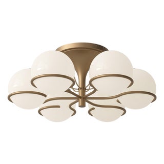 Model 2042/6 Ceiling Lamp in Opaline Glass by Gino Sarfatti for Astep, Italy For Sale