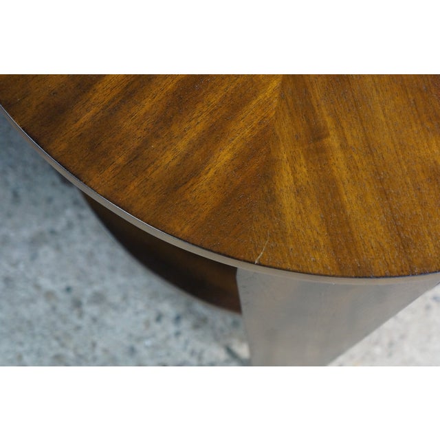 Late 20th Century 2 Hammary Acacia Round Modern Tiered End Tables Nightstands Sunburst Top Pair For Sale - Image 12 of 18