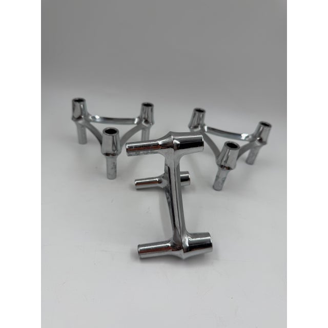 1950s Mid-Century Modern Candleholders in Metal from Stoff Nagel, 1950s, Set of 3 For Sale - Image 5 of 14