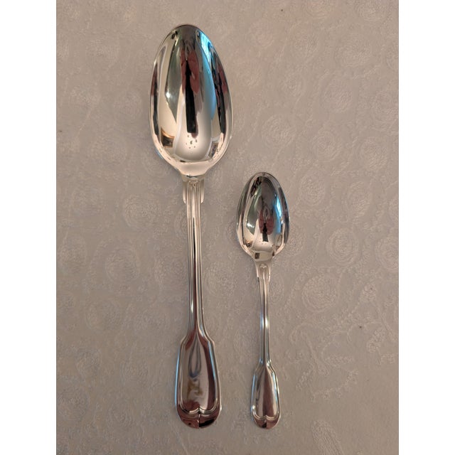 Silver Late 20th Century Christofle "Chinon" Sterling Silver 4-Piece Place Settings, 8 Sets 32 Pieces For Sale - Image 8 of 17