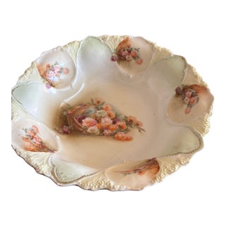 Antique (1902) Rs Prussia Transferware/Handpainted Bowl: A Charming Example of Turn of the Century German Porcelain For Sale
