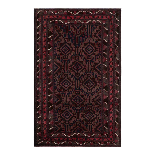 Rug & Kilim’s Contemporary Baluch Rug in Red and Blue Patterns For Sale