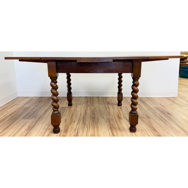 Wood Antique Wood Barley Twist Expandable Refectory Table For Sale - Image 7 of 13