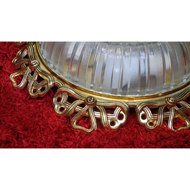 1970s Vintage Brass and Crystal Glass Ceiling Lamp from Unbekannt, 1970s For Sale - Image 5 of 8