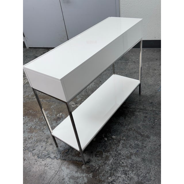 West Elm White Lacquer Console Table + Storage For Sale In San Francisco - Image 6 of 12
