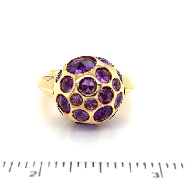 Pomellato Amethyst 18k Rose Gold Harem Cocktail Ring - Size 6.5 For Sale - Image 4 of 12
