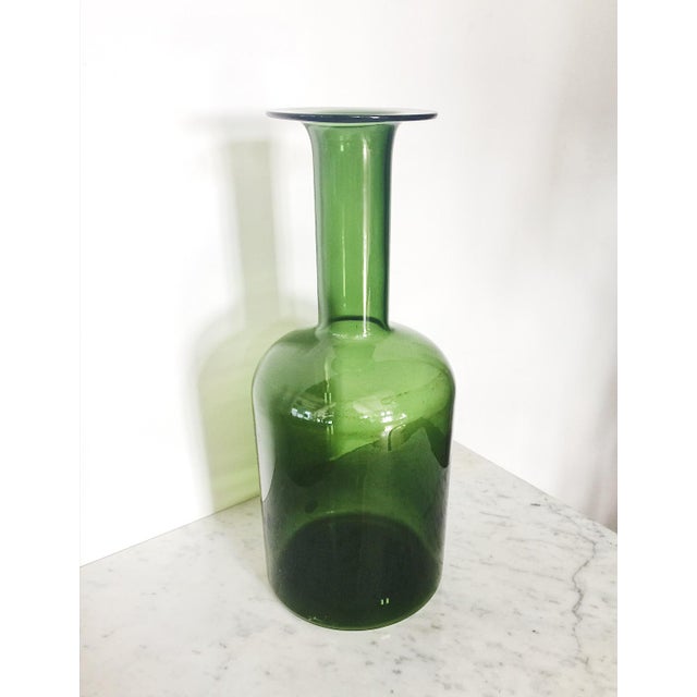Kastrup Holmegaard Green Glass Bottle Vases A Pair Chairish