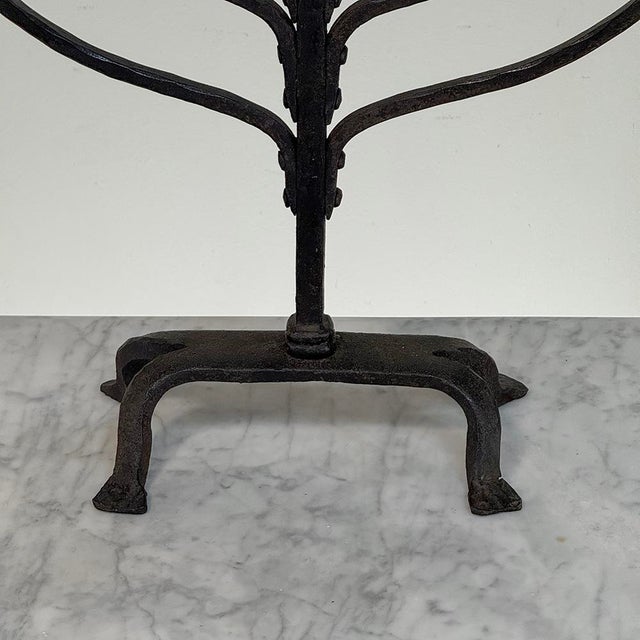 Mid-Century French Brutalist Hand-Forged Iron Seven-Light Candelabrum For Sale - Image 17 of 18