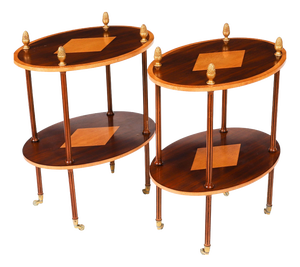 Vintage Occasional Tables in Flame Mahogany and Satin Wood, Set of 2