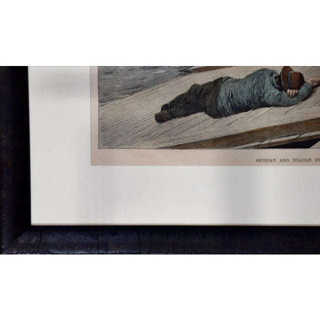 San Francisco Sicilian and Italian Fishermen: A 19th C. Hand-Colored Woodcut, 1889 For Sale In San Francisco - Image 6 of 7