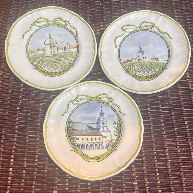 French Country Vintage Longchamp Canapé or Appetizer Plates -Set of 6 For Sale - Image 3 of 4