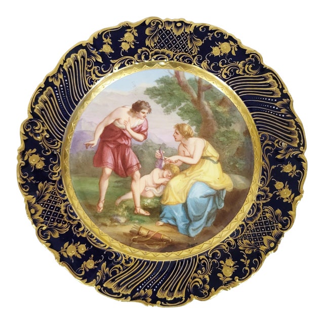 Austrian 19th C Allegorical Angel Amour Royal Vienna Porcelain Plate For Sale