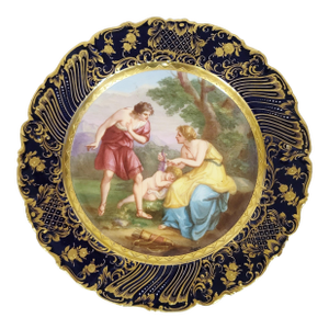 Austrian 19th C Allegorical Angel Amour Royal Vienna Porcelain Plate