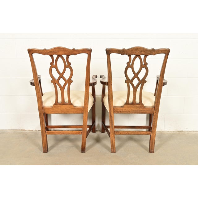Kindel Furniture Georgian Carved Mahogany Armchairs, Pair For Sale - Image 12 of 13