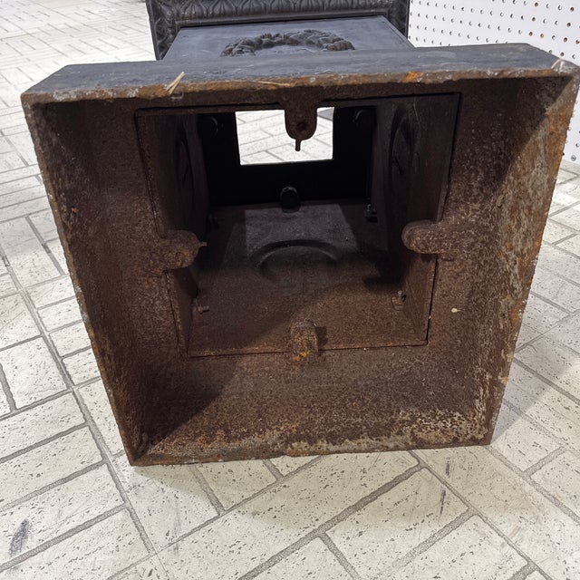 Vintage Oversized French Classical Cast Iron Garden Urn Planter With Base For Sale - Image 10 of 12